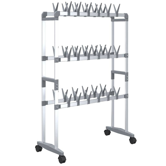 Shoe Rack | Silver | Aluminium, PS, PE | Medium |  Rollable  | Shoe Rack