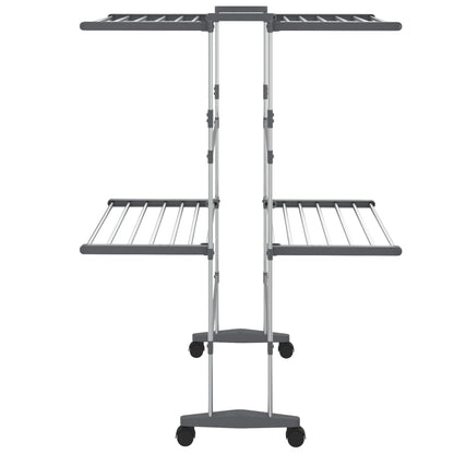 2-Tier Laundry Drying Rack with Wheels Silver 60x70x106 cm