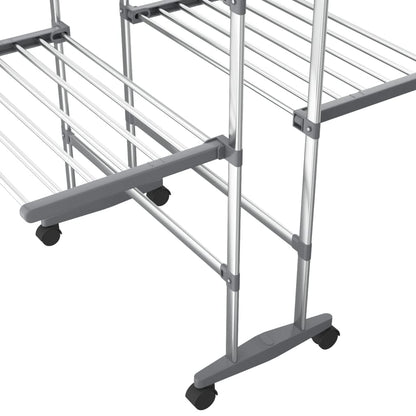 2-Tier Laundry Drying Rack with Wheels Silver 60x70x106 cm
