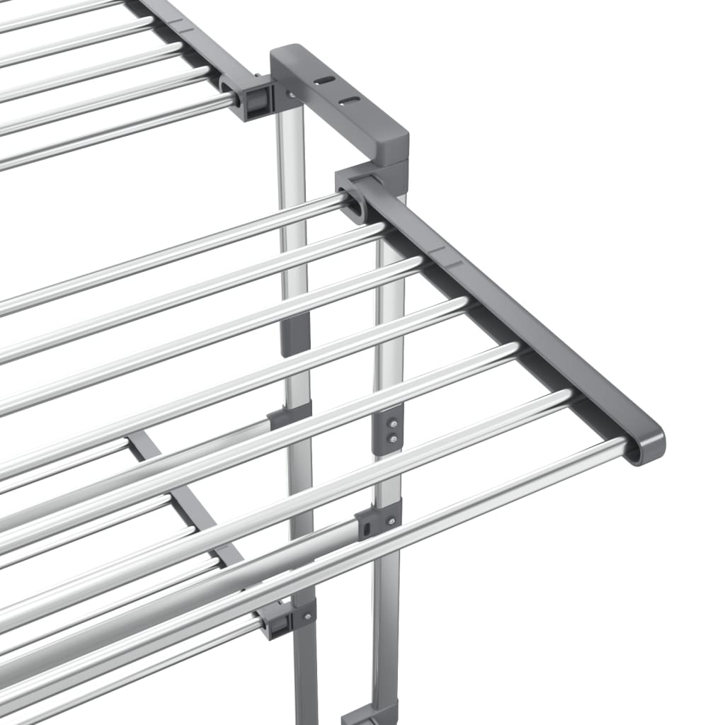 2-Tier Laundry Drying Rack with Wheels Silver 60x70x106 cm