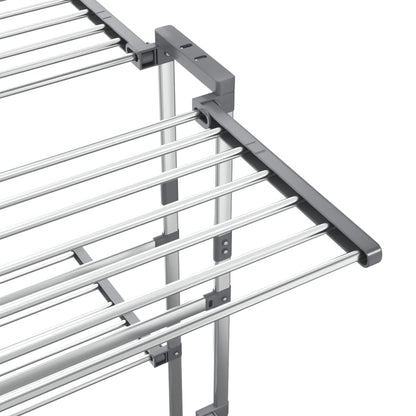 2-Tier Laundry Drying Rack with Wheels Silver 60x70x106 cm