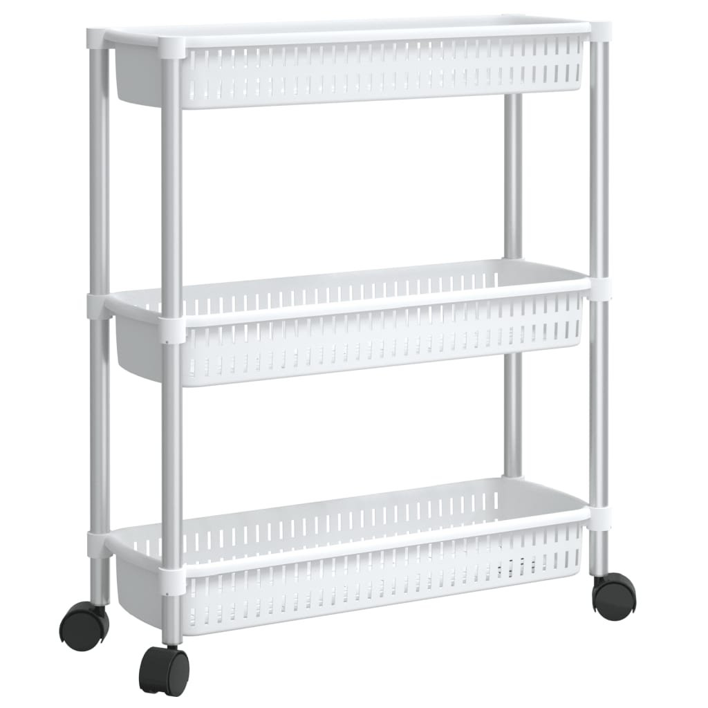 3-Tier Storage Trolley Silver and White Aluminium