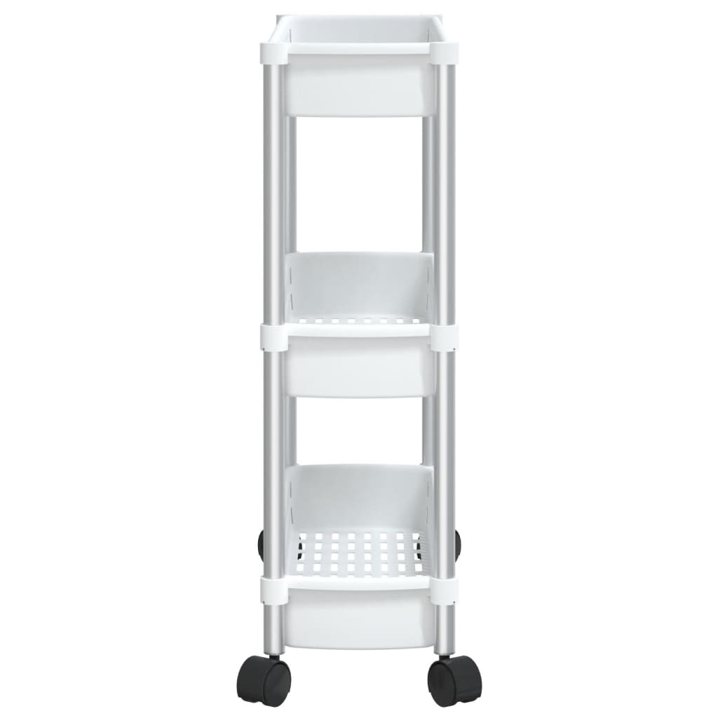 3-Tier Storage Trolley Silver and White Aluminium