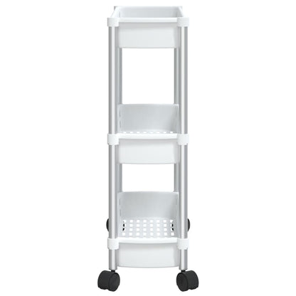 3-Tier Storage Trolley Silver and White Aluminium