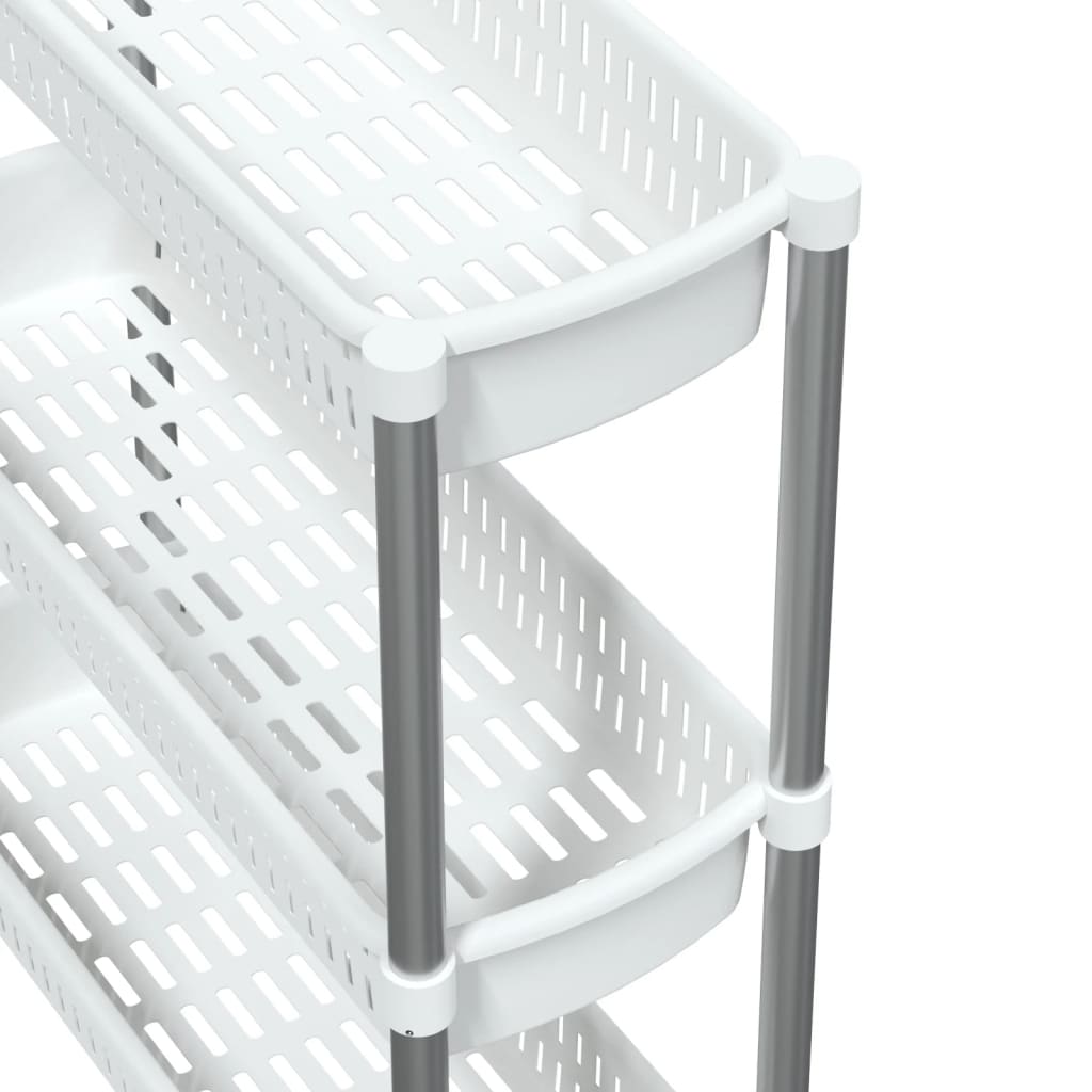 3-Tier Storage Trolley Silver and White Aluminium