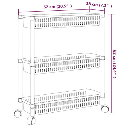 3-Tier Storage Trolley Silver and White Aluminium