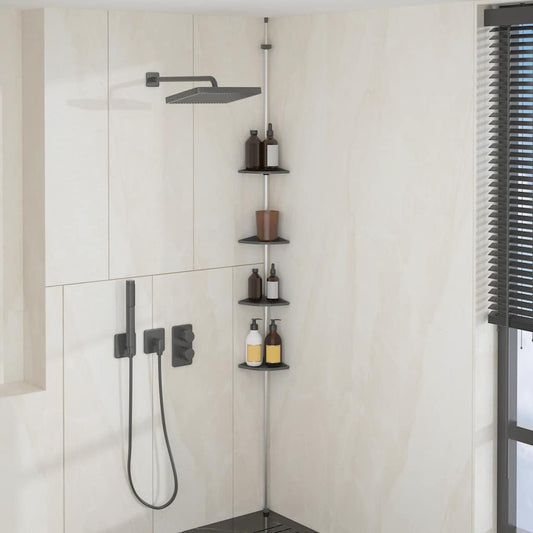 Shower Corner Shelf | Silver and Grey | Aluminium, PS, PA, TPE