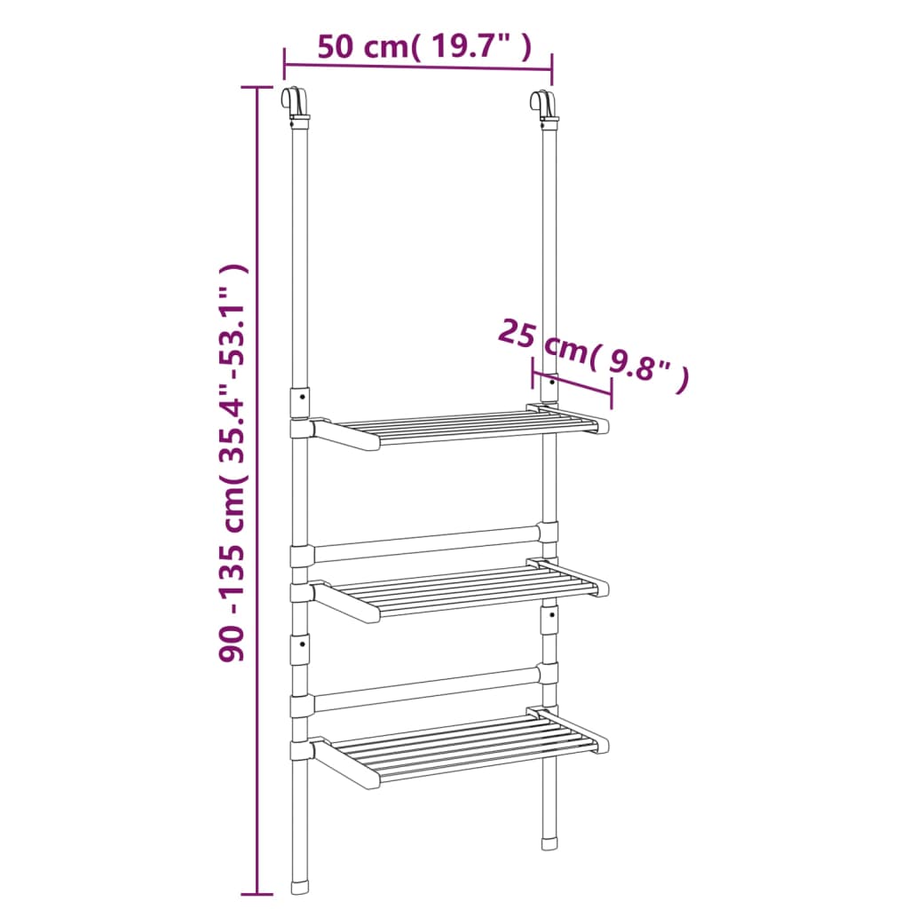 3-Tier Hanging Laundry Drying Rack Aluminium