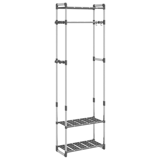 3-Tier Clothes Rack Silver 23.2"x11.4"x75.6" Aluminum