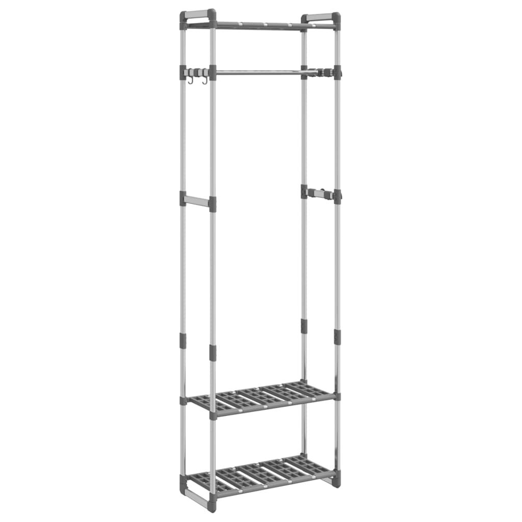 3-Tier Clothes Rack Silver 23.2"x11.4"x75.6" Aluminum