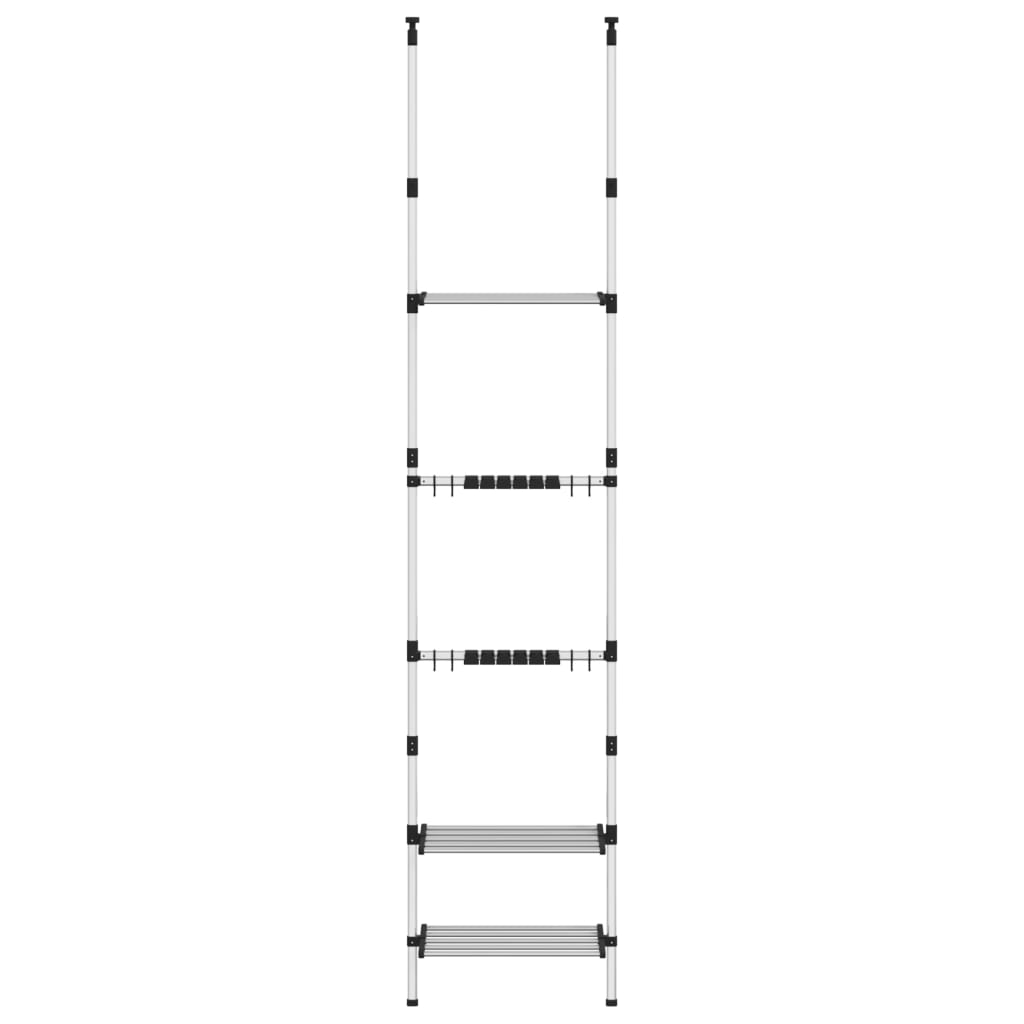 Telescopic Garden Rack with 3 Shelves Silver Aluminium