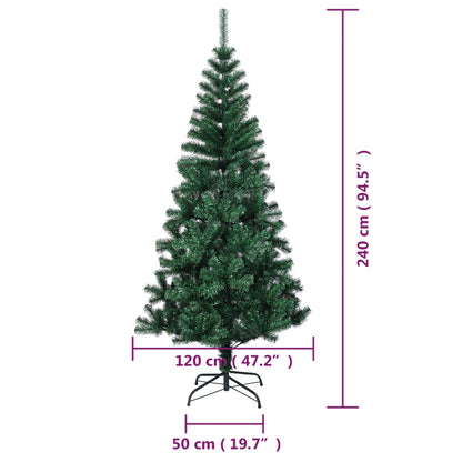 Artificial Christmas Tree with Iridescent Tips Green 240 cm PVC