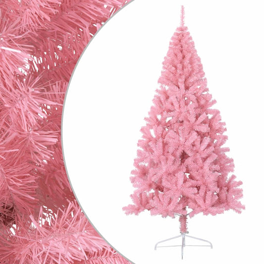 Artificial Half Christmas Tree with Stand Pink 8 ft PVC