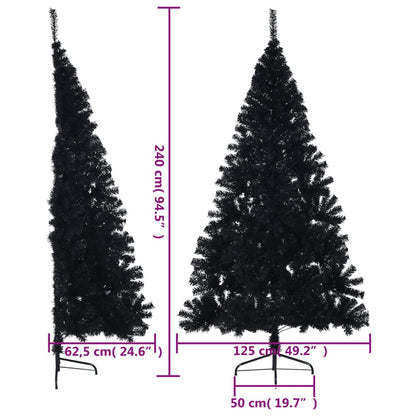 Artificial Half Christmas Tree with Stand Black 240 cm PVC