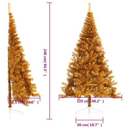 Artificial Half Christmas Tree with Stand Gold 240 cm PET