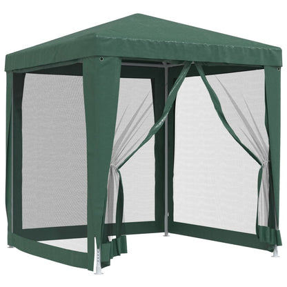 Party Tent with 4 Mesh Sidewalls Green 6.6'x6.6' HDPE