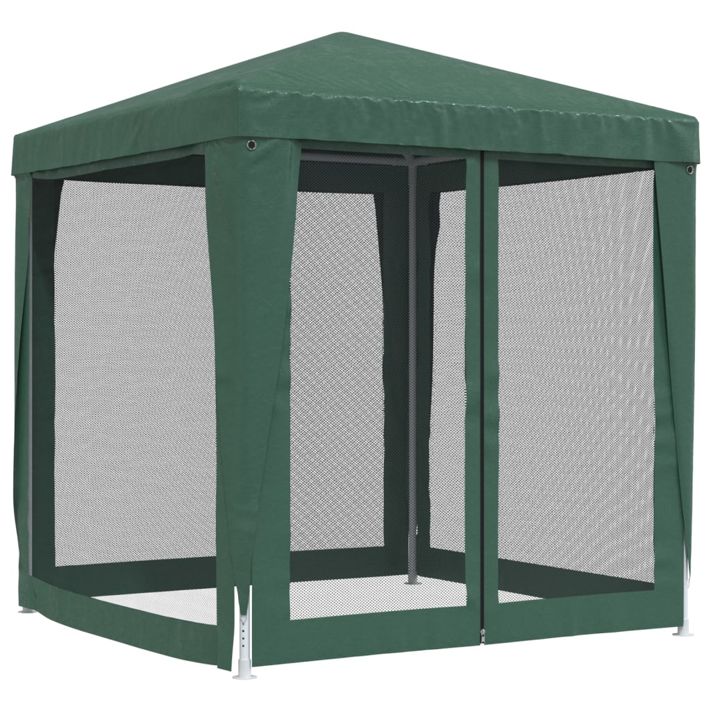 Party Tent with 4 Mesh Sidewalls Green 6.6'x6.6' HDPE