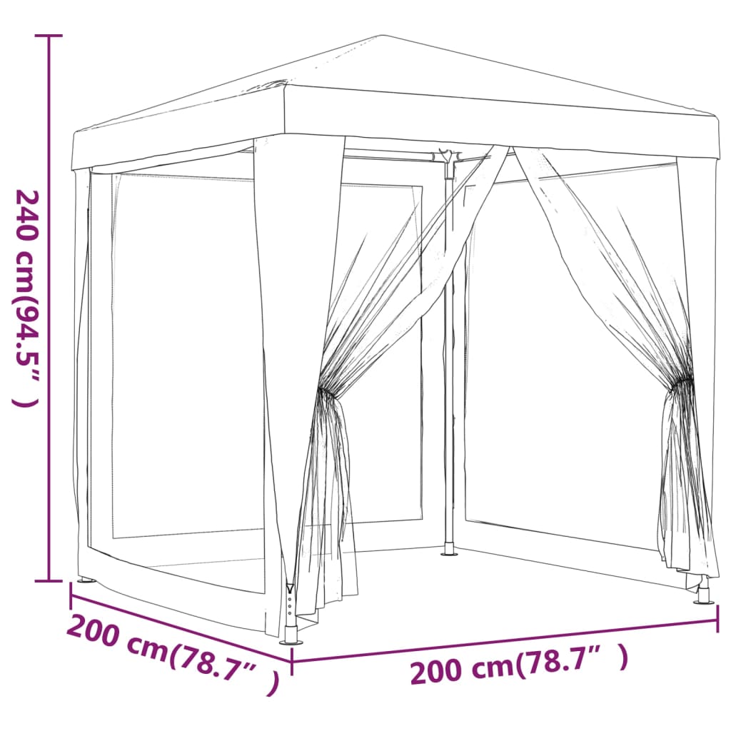 Party Tent with 4 Mesh Sidewalls Green 6.6'x6.6' HDPE
