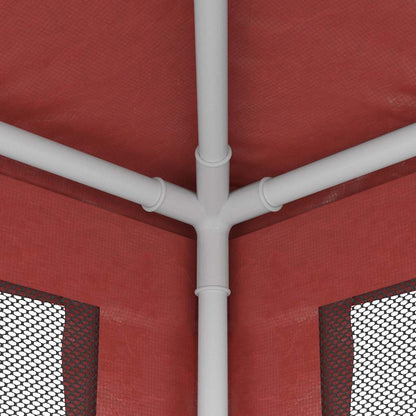 Party Tent with 4 Mesh Sidewalls Red 2x2 m HDPE