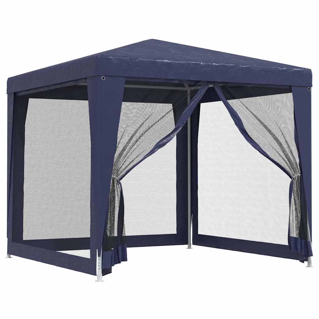 Party Tent with 4 Mesh Sidewalls Blue 8.2'x8.2'HDPE