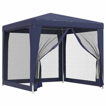 Party Tent with 4 Mesh Sidewalls Blue 8.2'x8.2'HDPE