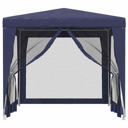 Party Tent with 4 Mesh Sidewalls Blue 8.2'x8.2'HDPE