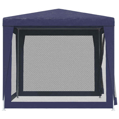 Party Tent with 4 Mesh Sidewalls Blue 8.2'x8.2'HDPE