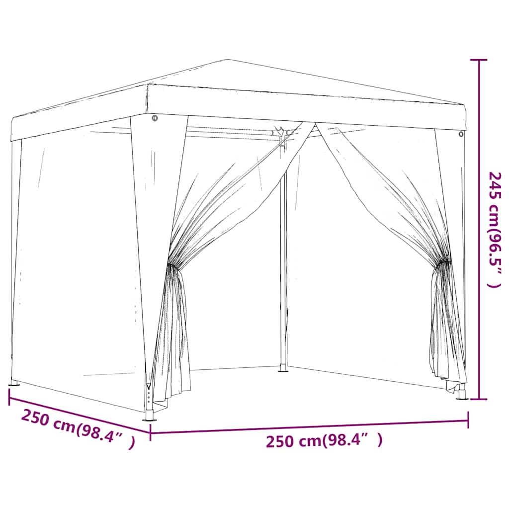 Party Tent with 4 Mesh Sidewalls Blue 8.2'x8.2'HDPE