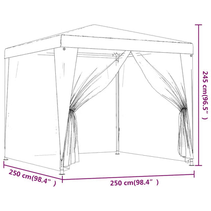 Party Tent with 4 Mesh Sidewalls Blue 8.2'x8.2'HDPE