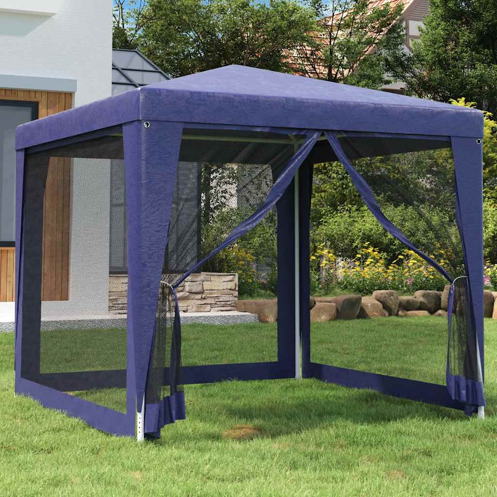 Party Tent with 4 Mesh Sidewalls Blue 8.2'x8.2'HDPE