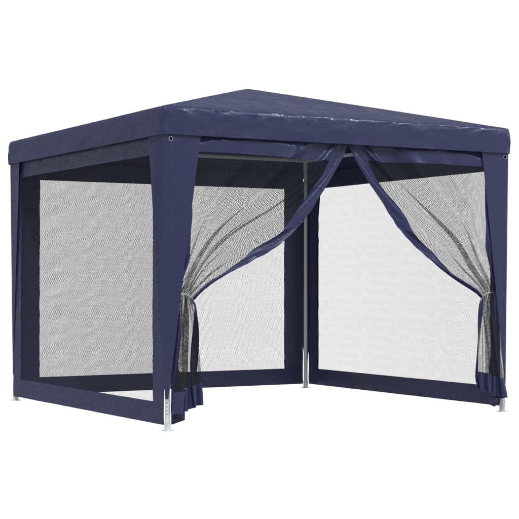 Party Tent with 4 Mesh Sidewalls Blue 9.8'x9.8'HDPE