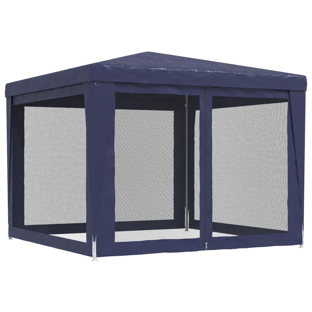 Party Tent with 4 Mesh Sidewalls Blue 9.8'x9.8'HDPE