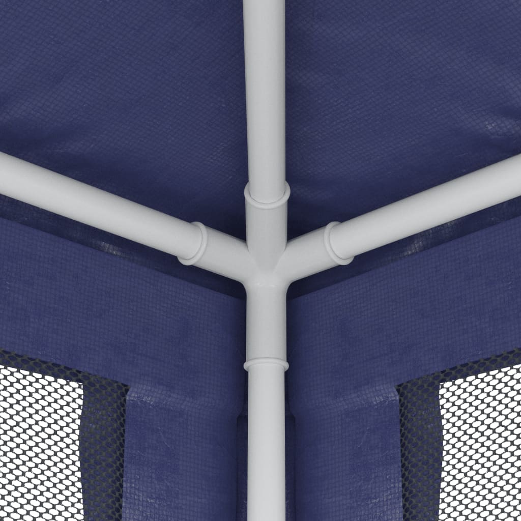 Party Tent with 4 Mesh Sidewalls Blue 9.8'x9.8'HDPE