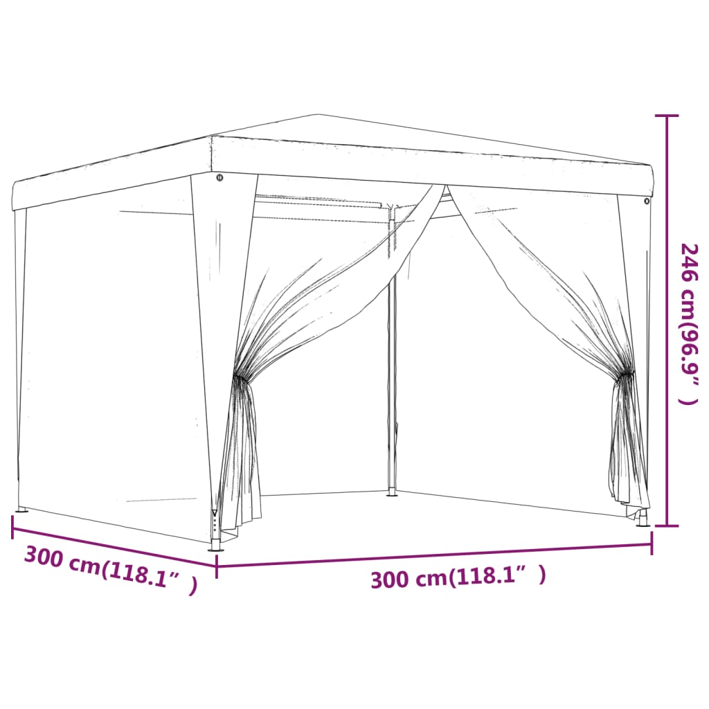 Party Tent with 4 Mesh Sidewalls Blue 9.8'x9.8'HDPE