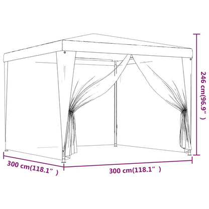 Party Tent with 4 Mesh Sidewalls Blue 9.8'x9.8'HDPE