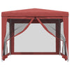 Party Tent with 4 Mesh Sidewalls Red 9.8'x9.8' HDPE