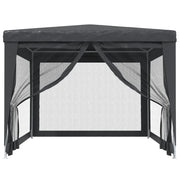 Party Tent with 4 Mesh Sidewalls Anthracite 3x4 m HDPE