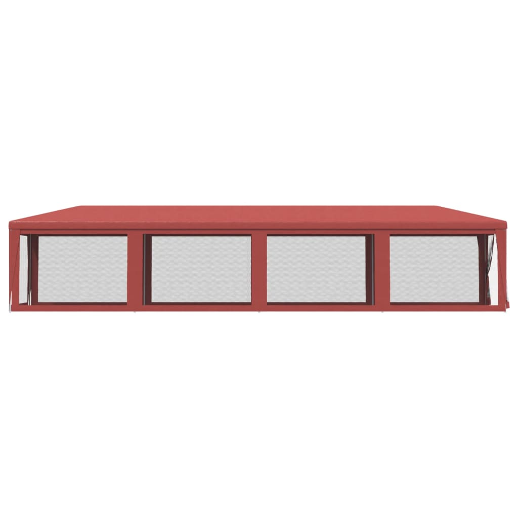 Party Tent with 10 Mesh Sidewalls Red 3x12 m HDPE