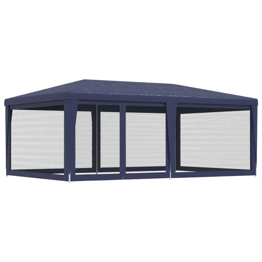 Party Tent with 6 Mesh Sidewalls Blue 19.7'x13.1'HDPE
