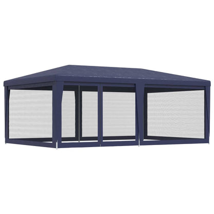 Party Tent with 6 Mesh Sidewalls Blue 19.7'x13.1'HDPE