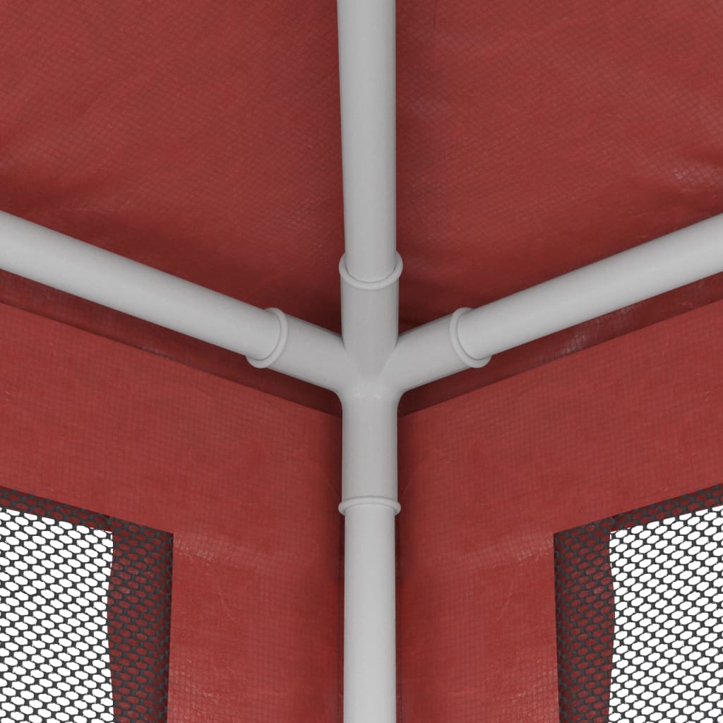 Party Tent with 6 Mesh Sidewalls Red 19.7'x13.1'HDPE