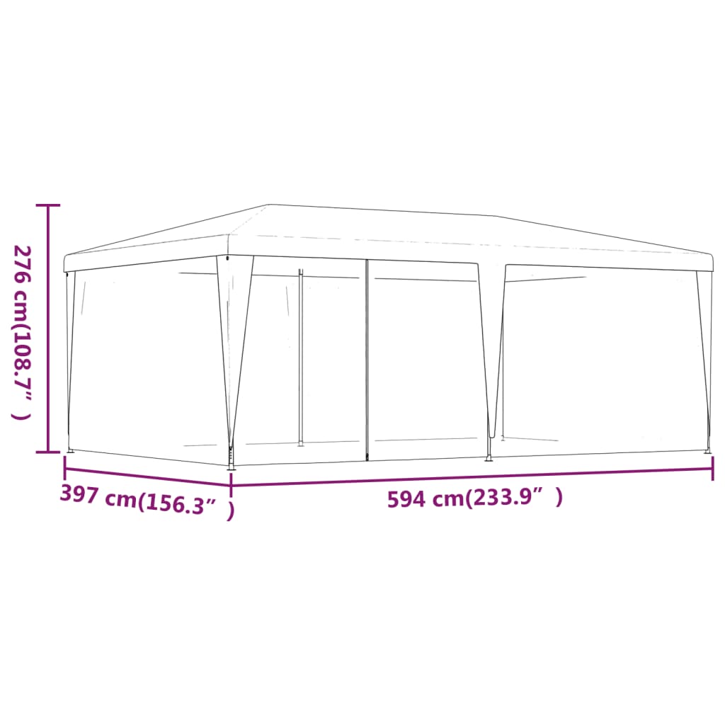 Party Tent with 6 Mesh Sidewalls Red 19.7'x13.1'HDPE