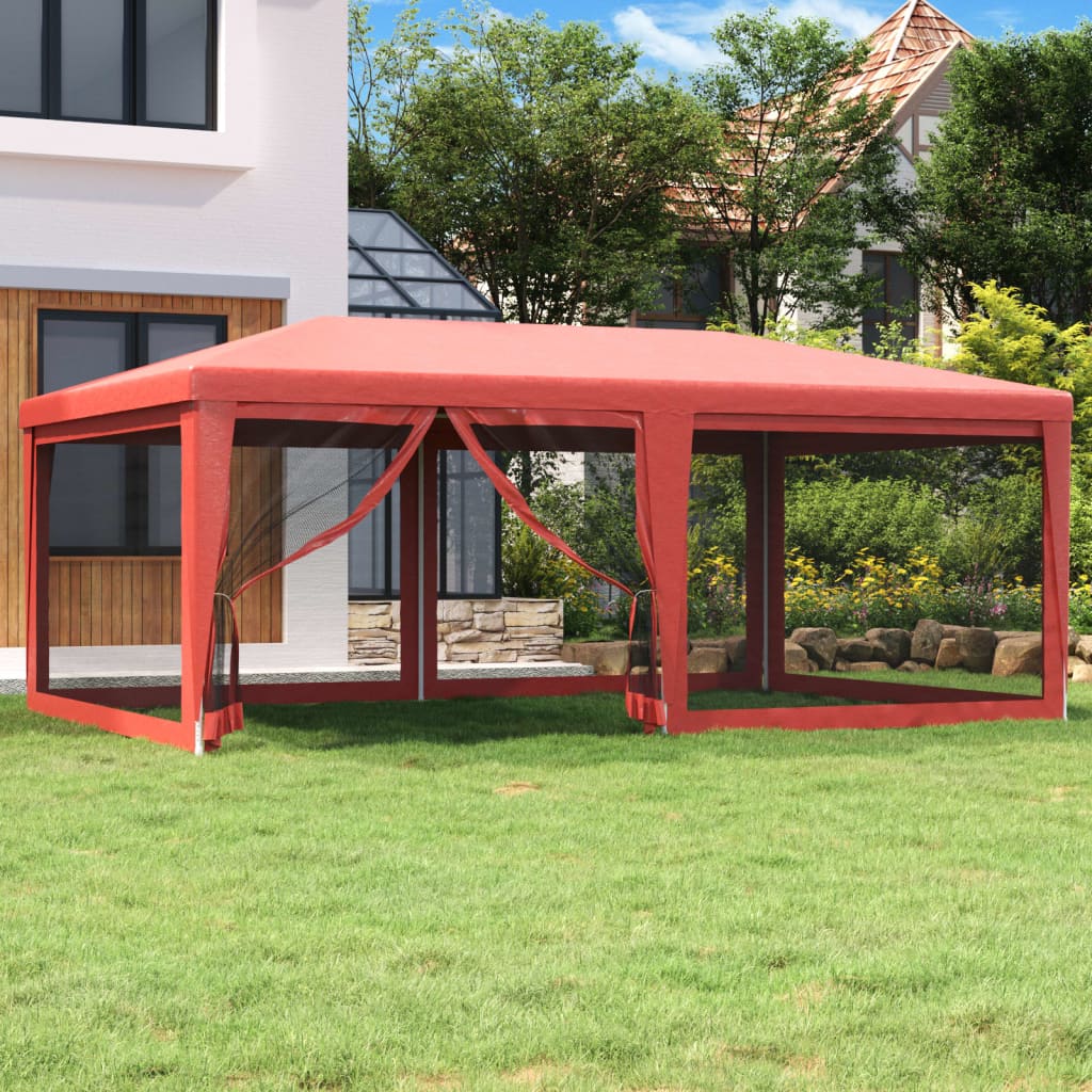 Party Tent with 6 Mesh Sidewalls Red 19.7'x13.1'HDPE
