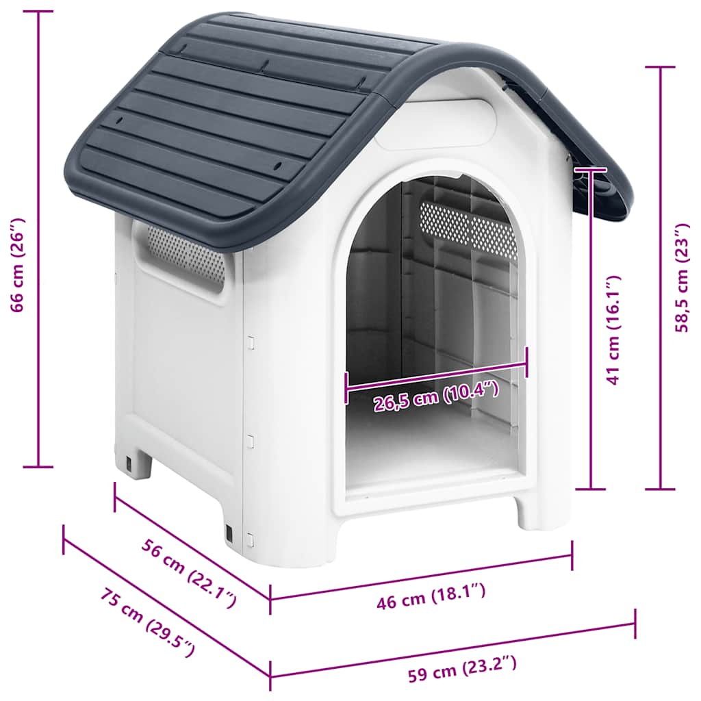 Dog House Grey 59x75x66 cm Polypropylene