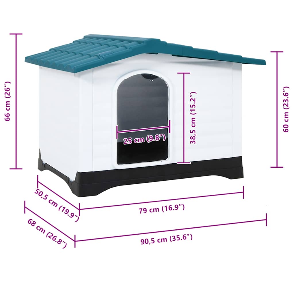 Dog House Blue 35.6"x26.8"x26" Polypropylene