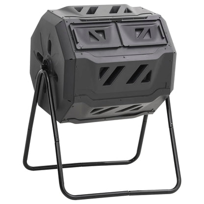 vidaXL Compost Bin Black Plastic Medium Rotatable Compost Bin Cubic