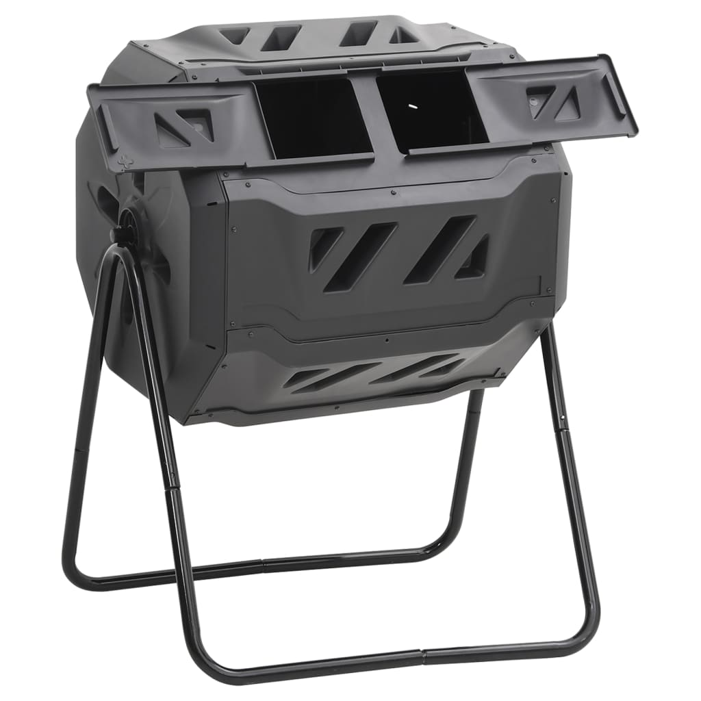 vidaXL Compost Bin Black Plastic Medium Rotatable Compost Bin Cubic