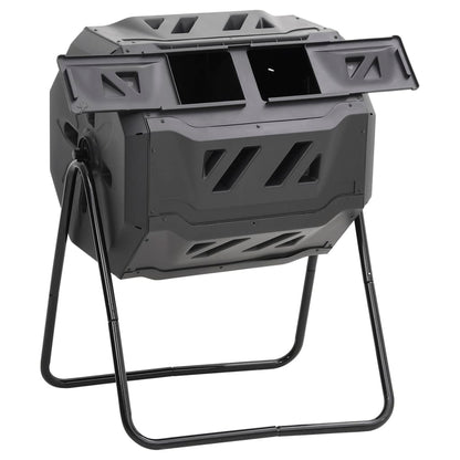 vidaXL Compost Bin Black Plastic Medium Rotatable Compost Bin Cubic