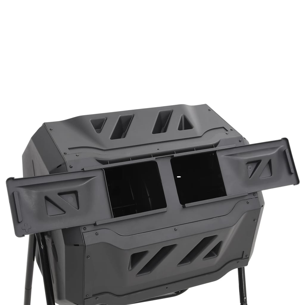 vidaXL Compost Bin Black Plastic Medium Rotatable Compost Bin Cubic