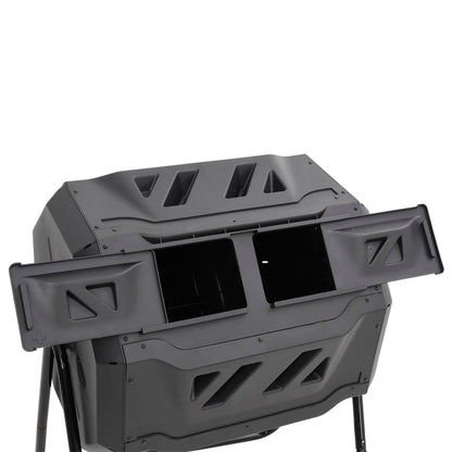 vidaXL Compost Bin Black Plastic Medium Rotatable Compost Bin Cubic